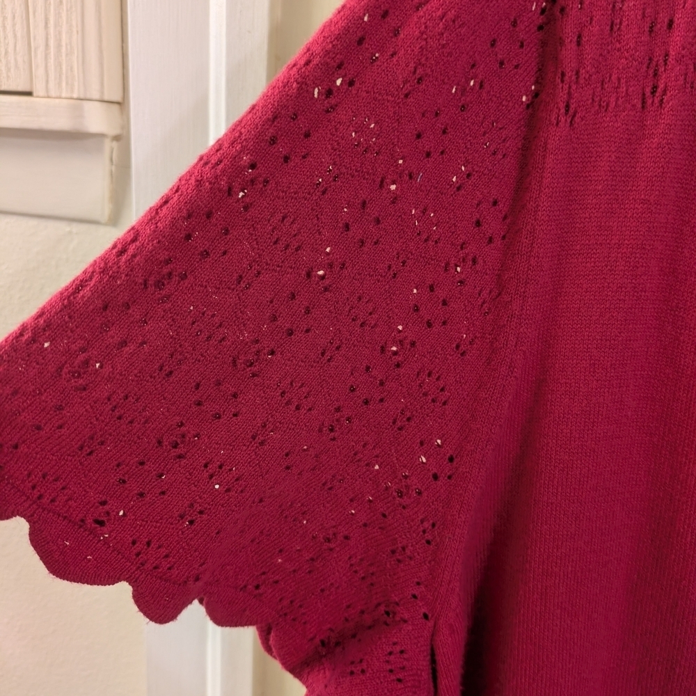 Women's Magenta Wrap Sweater - Picture 4 of 5